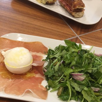 Heinen's - Burrata Primavera: cheese on prosciutto w/ asparagus, capers, arugula and onion salad. Ham & Brie: pretzel roll w/ fig mustard. - Wine Bars Near Me - Cleveland, Ohio Heinen's - Burrata Primavera: cheese on prosciutto w/ asparagus, capers, arugula and onion salad. Ham & Brie: pretzel roll w/ fig mustard. - Wine Bars Near Me - Cleveland, Ohio