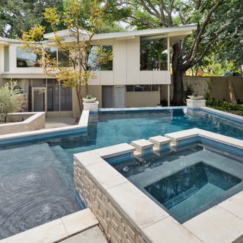Gary Pools - Customized Mid-Century Geometric New Pool Design with Spa Included. - Pool Cleaners Near Me - San Antonio, Texas