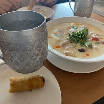 Basil Thai Restaurant - Tom Kha Coconut Chicken Soup , Spring Rolls - Thai Near Me - Honolulu, Hawaii