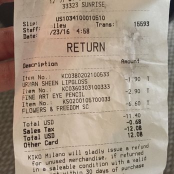 KIKO Milano - The receipt - Cosmetics & Beauty Supply Near Me - Miami Beach, Florida KIKO Milano - The receipt - Cosmetics & Beauty Supply Near Me - Miami Beach, Florida