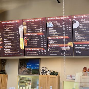 Brewer's Two Cafe - menus on the wall - Coffee & Tea Near Me - Pewaukee, Wisconsin