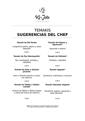 Menu photo 7 Ki-Jote Alcalá de Henares, M