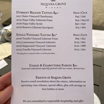 Sequoia Grove Winery - Tasting menus - Wine Tasting Room Near Me - Rutherford, California Sequoia Grove Winery - Tasting menus - Wine Tasting Room Near Me - Rutherford, California