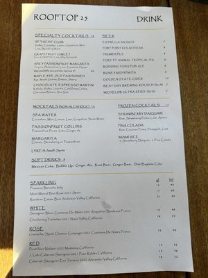 Menu photo 3 Rooftop 25 San Francisco, CA