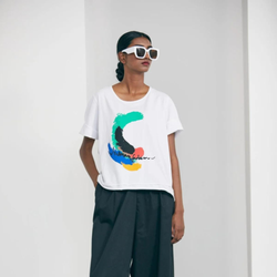 Mary Walter Boutique Chicago - Naya Painted White Tee - Mary Walter Boutique - Summer 2023