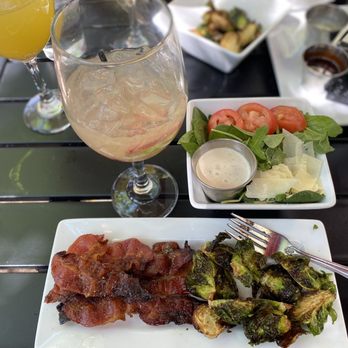 The Lobby - Side bacon, side salad, & side Side of Fried Brussels Sprouts... bottomless mimosas with pineapple juice. - New American Near Me - Denver, Colorado The Lobby - Side bacon, side salad, & side Side of Fried Brussels Sprouts... bottomless mimosas with pineapple juice. - New American Near Me - Denver, Colorado