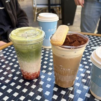 Dolphin Cafe - Strawberry Matcha, Tiramisu latte - Cafes Near Me - Washington, DC, District of Columbia