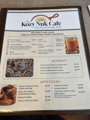 Menu photo 2 Kozy Nuk Cafe Cottage Grove, WI Menu photo 2 Kozy Nuk Cafe Cottage Grove, WI