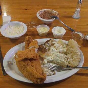 Huckleberry Pub - Fried catfish, baked potatoe, black eyed peas,and coleslaw. - Pubs Near Me - Mounds, Illinois