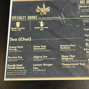 Dubai Cafe - Specialty tea menu - Coffee & Tea Near Me - San Diego, California