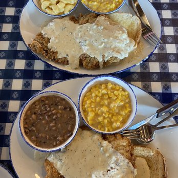 Mia's Table - Comparison, chicken fried steak on top, chicken fried chicken on bottom - American Near Me - Houston, Texas Mia's Table - Comparison, chicken fried steak on top, chicken fried chicken on bottom - American Near Me - Houston, Texas