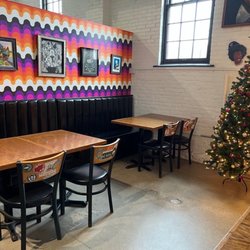 Yellow Brick Pizza - Seating area.