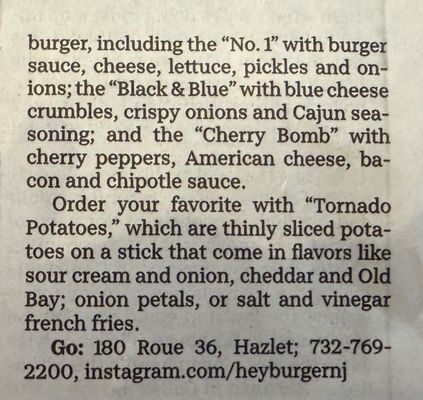 Menu photo 1 Hey Burger NJ Hazlet, NJ