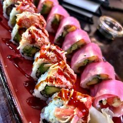 River Rock Restaurant & Marina Bar - Spicy girl roll ( left ) Hawaii roll ( right )