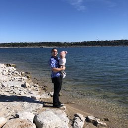 Walk down to the lake from the playground