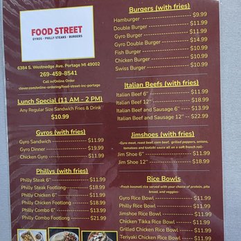 Food Street - Menu - Burgers Near Me - Portage, Michigan Food Street - Menu - Burgers Near Me - Portage, Michigan