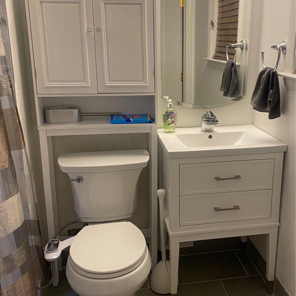 Vision Home Renovations - Guest bath showcasing some tile work (floor). We had a new toilet installed in here as well. - Carpenters Near Me Vision Home Renovations - Guest bath showcasing some tile work (floor). We had a new toilet installed in here as well. - Carpenters Near Me