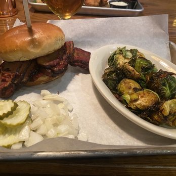 Rock Bottom Restaurant & Brewery - BRISKET SANDWICH with BRUSSEL SPROUTS. It was all ridiculously good. - American Near Me - Colorado Springs, Colorado Rock Bottom Restaurant & Brewery - BRISKET SANDWICH with BRUSSEL SPROUTS. It was all ridiculously good. - American Near Me - Colorado Springs, Colorado