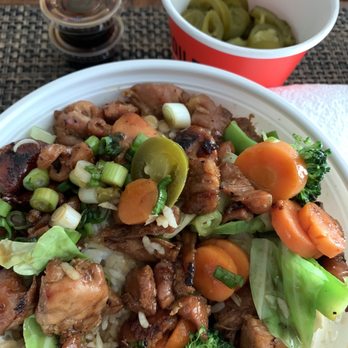 Flame Broiler - Chicken bowl with veggies and green onions and white rice. Side of jalapeños and magic sauce. - Fast Food Near Me - Corona, California
