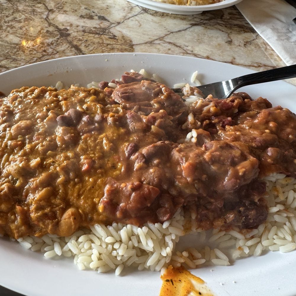50/50 White Chili with Chicken and Red Beans with Smoked Sausage, both DF