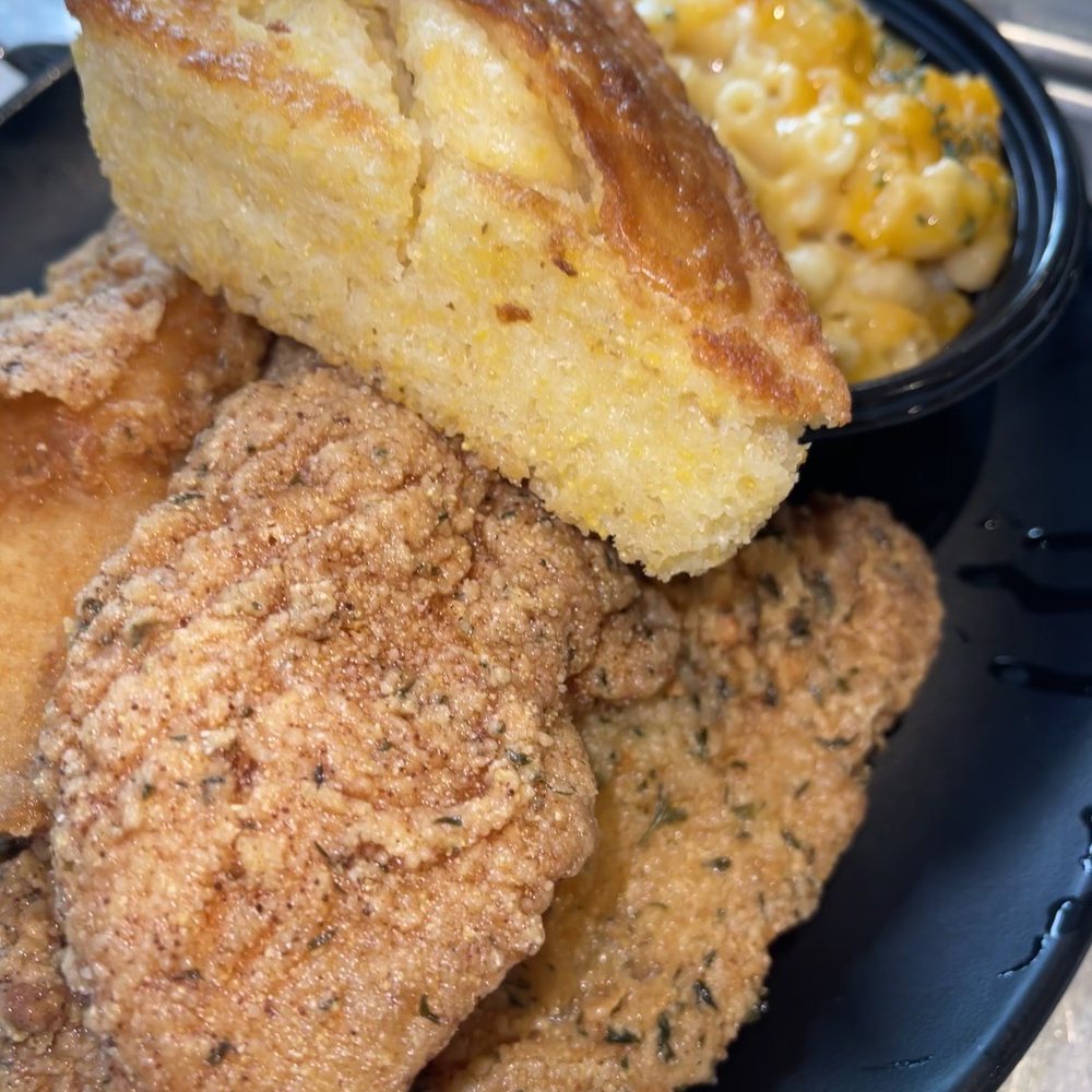Cornbread Brooklyn - Catfish 2 Pieces with Side - Soul Food Near Me - Brooklyn, New York Cornbread Brooklyn - Catfish 2 Pieces with Side - Soul Food Near Me - Brooklyn, New York