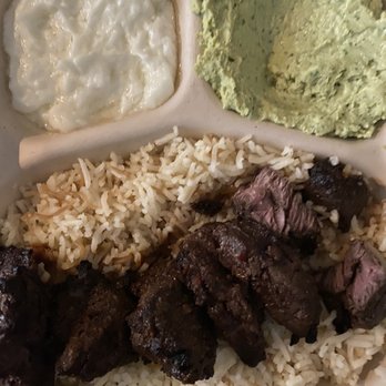 Hummus Labs - Filet Mignon Platter w/ Garlic Paste + Cilantro Jalapeno Hummus - Mediterranean Near Me - Pasadena, California Hummus Labs - Filet Mignon Platter w/ Garlic Paste + Cilantro Jalapeno Hummus - Mediterranean Near Me - Pasadena, California
