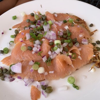 Red House Cafe - Smoked Salmon on a Potato Pancake - Breakfast & Brunch Near Me - Pacific Grove, California Red House Cafe - Smoked Salmon on a Potato Pancake - Breakfast & Brunch Near Me - Pacific Grove, California