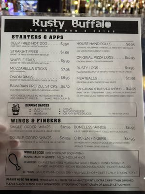 Menu photo 1 Rusty Buffalo Pub West Seneca, NY