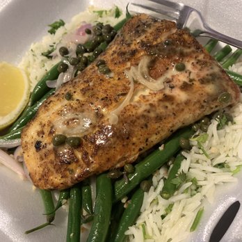Frutti Di Mare - Dinner plate special: Halibut with lemon garlic rice and green beans. My favorite - Food Trucks Near Me - Westminster, California