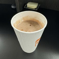 Dunkin' - "Medium" hot chocolate is a smedium.