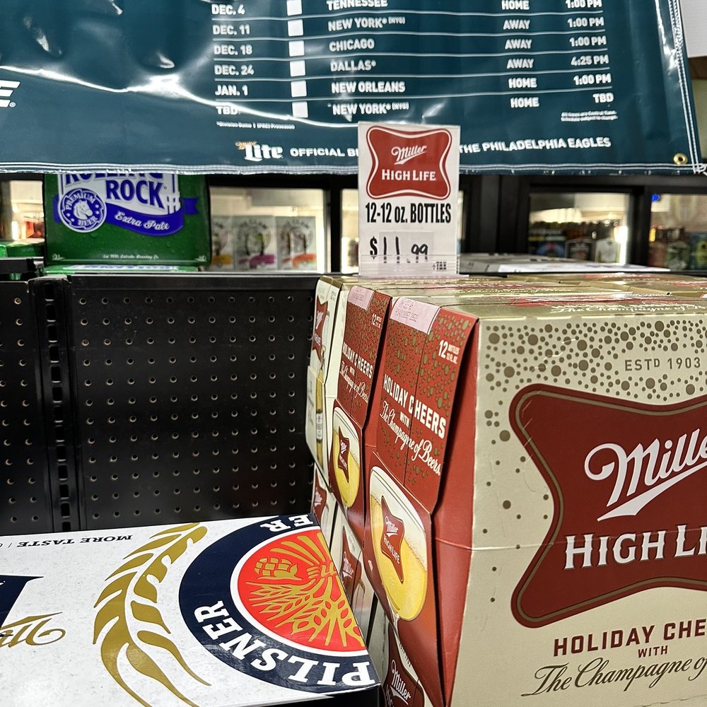 Beer World - a display of miller's high life beer - Beer, Wine & Spirits Near Me - Abington, Pennsylvania