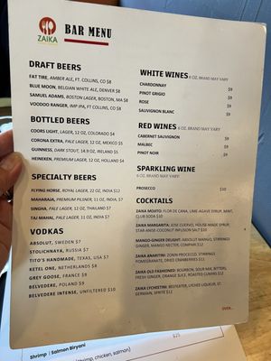 Menu photo 1 Zaika Indian Castle Rock, CO