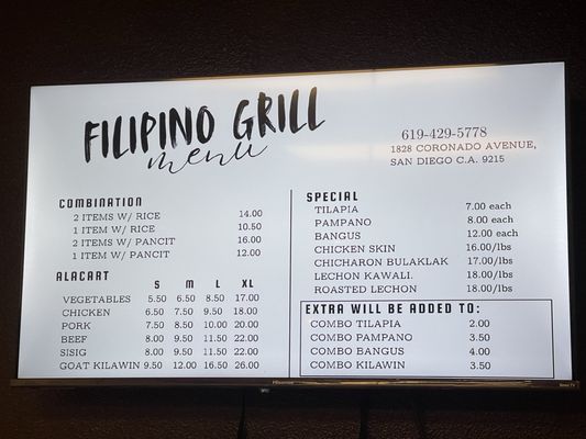 Menu photo 2 Filipino Grill San Diego, CA