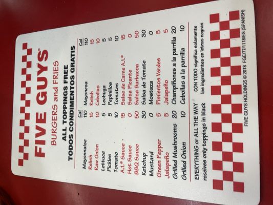Menu photo 1 Five Guys Las Vegas, NV Menu photo 1 Five Guys Las Vegas, NV