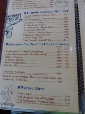 Menu photo 5 Pelícanos Puerto Morelos, ROO Menu photo 5 Pelícanos Puerto Morelos, ROO