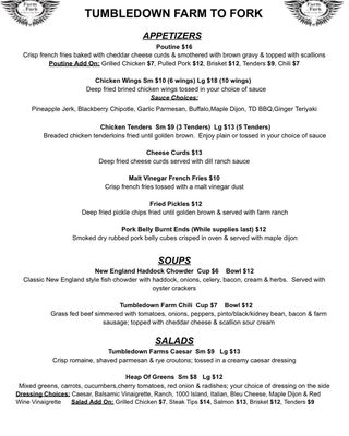 Menu photo 2 Tumbledown Farm to Fork Wakefield, NH Menu photo 2 Tumbledown Farm to Fork Wakefield, NH
