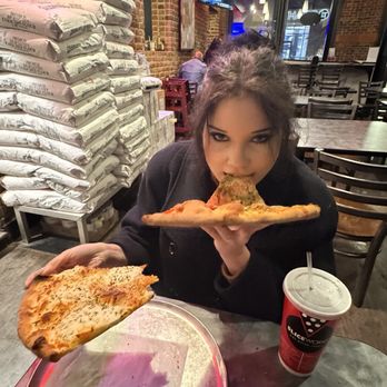 Sliceworks - My beautiful wife absolutely demolishing pizza as big as her - Pizza Near Me - Denver, Colorado Sliceworks - My beautiful wife absolutely demolishing pizza as big as her - Pizza Near Me - Denver, Colorado