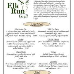 Elk Run Grill - The menu