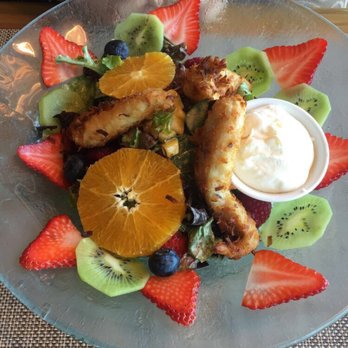 Beverly's - Very pretty coconut crusted chicken salad. - New American Near Me - Coeur d'Alene, Idaho Beverly's - Very pretty coconut crusted chicken salad. - New American Near Me - Coeur d'Alene, Idaho