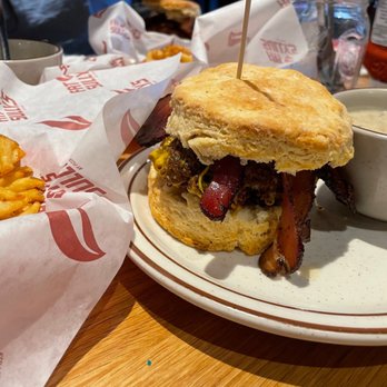Denver Biscuit Co. - Broadway - The Franklin with gravy on the side - Breakfast & Brunch Near Me - Denver, Colorado Denver Biscuit Co. - Broadway - The Franklin with gravy on the side - Breakfast & Brunch Near Me - Denver, Colorado