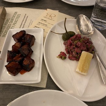 Echo & Rig - Pork Belly Burnt Ends (left) and Beef Carpaccio (Right) - Steakhouses Near Me - Sacramento, California