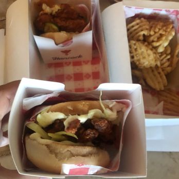 Hancock - Chicken Sandwich with Waffle Fries - to go. - Chicken Shop Near Me - Grand Rapids, Michigan Hancock - Chicken Sandwich with Waffle Fries - to go. - Chicken Shop Near Me - Grand Rapids, Michigan