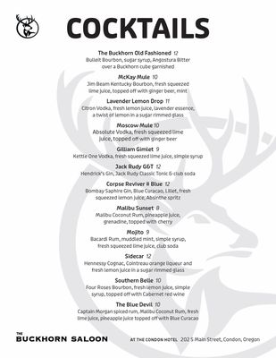 Menu photo 1 The Buckhorn Saloon Condon, OR Menu photo 1 The Buckhorn Saloon Condon, OR
