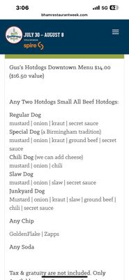 Menu photo 1 Gus's Hot Dogs Birmingham, AL