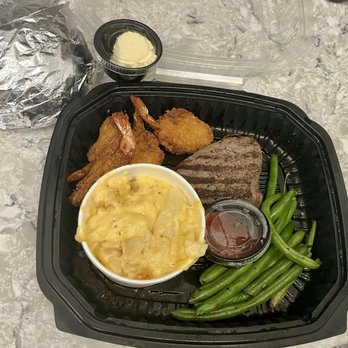 Black Angus Steakhouse - Steak and Shrimp dinner w/scalloped potatoes and green beans. - Steakhouses Near Me - Santa Ana, California