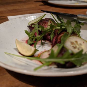 Manuela - Chili rubbed Strauss Hanger Steak--cucumber and lime butter! - New American Near Me - Los Angeles, California