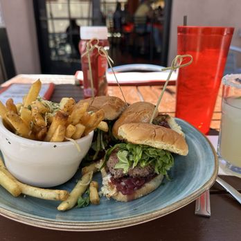 Boxcar Bar and Grill - Bison sliders, truffle fries, and a frozen margarita. - New American Near Me - Santa Fe, New Mexico Boxcar Bar and Grill - Bison sliders, truffle fries, and a frozen margarita. - New American Near Me - Santa Fe, New Mexico