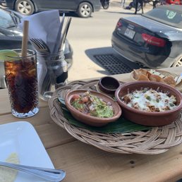 Queso fundido and guacamole--yum!