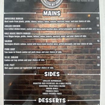 Hale House - Menu - American Near Me - Charleston, West Virginia Hale House - Menu - American Near Me - Charleston, West Virginia