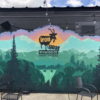 Iron Goat Brewing - Patio and mural - Breweries Near Me - Spokane, Washington